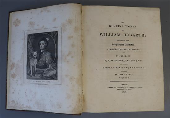 Hogarth, William - Works. Genuine Works, 2 vols, qto, half calf, with frontis portrait, scuffed, foxing,